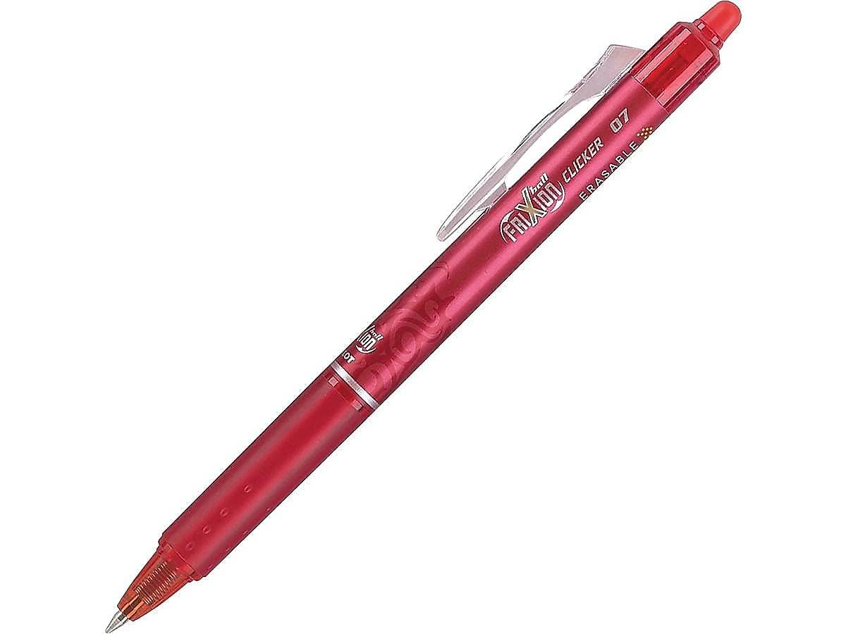 PILOT FriXion Clicker Erasable Gel Ink Pens, Fine Point 0.7mm, Red, 12Pk