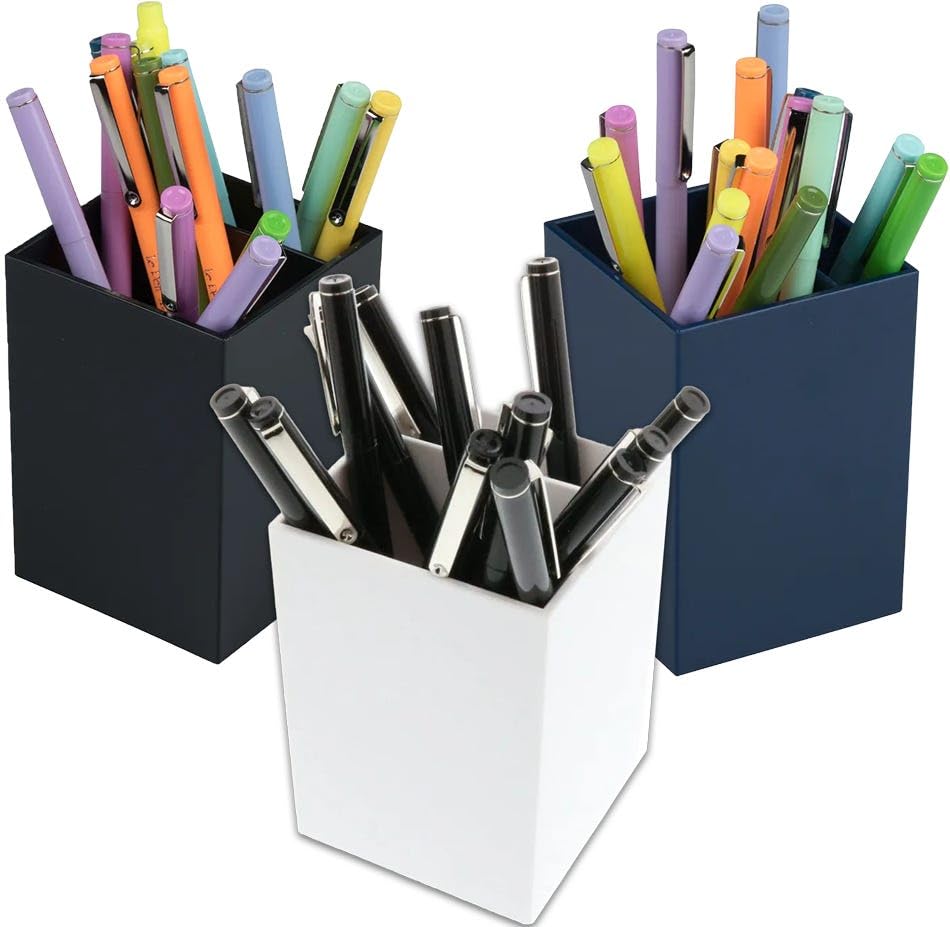JAM PAPER Plastic Pen Holders - Business Assortment Desktop Pencil Cups - 3/Pack