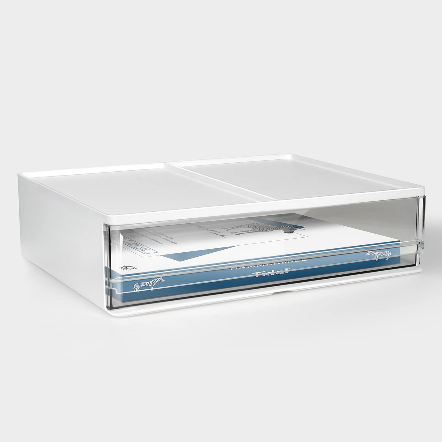 Harhana Printer Paper Holder Desk Organizer with Drawer, Stackable Desktop Storage Drawers 13.5