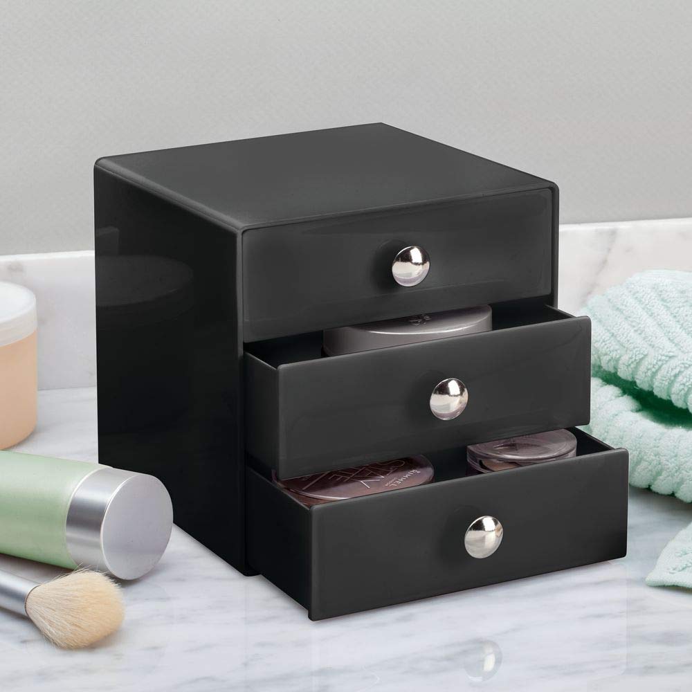 iDesign 35360 3-Drawer Plastic Vanity Organizer, Compact Storage Organization Set for Cosmetics