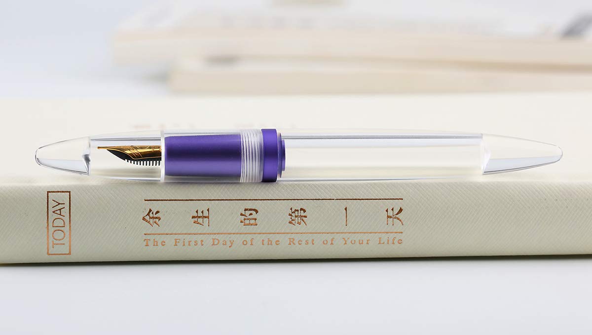 erofa M2 Metallic Violet Fountain Pen (Extra Fine Nib 0.38mm) Transparent Eye Dropper Filling