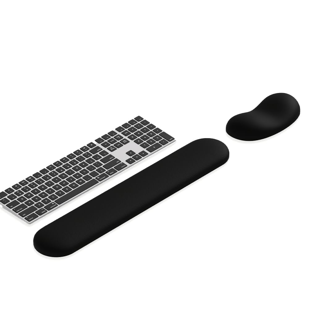 Ergonomic Wrist Rest Set for Keyboard and Mouse | Cooling Gel & Slow-Rebound Memory Foam Palm