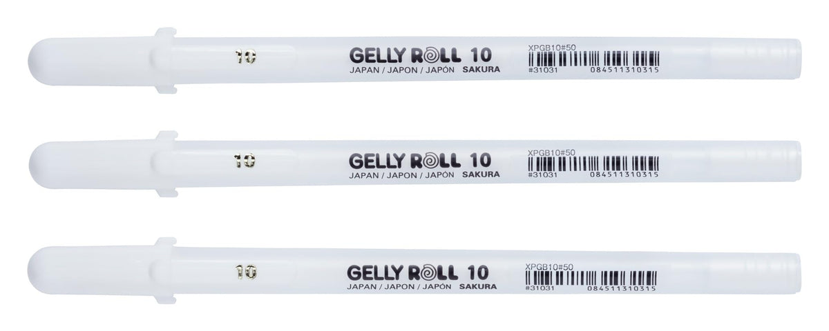 SAKURA Gelly Roll Basic - Bright White Gel Pen Set - Bold 1.0 mm Nib - Opaque White Ink for Dark