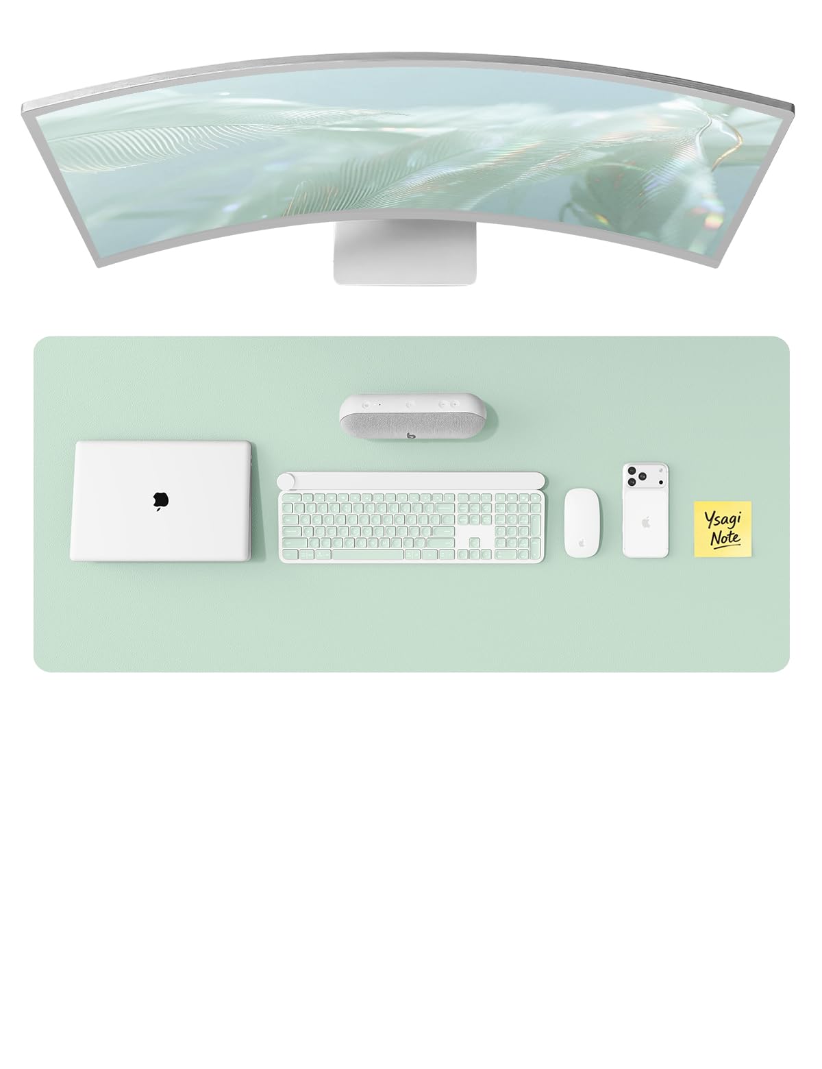 YSAGi Leather Desk Protector, Office Mat, Large Mouse Mat, Non-Slip PU Leather Blotter, Laptop Desk