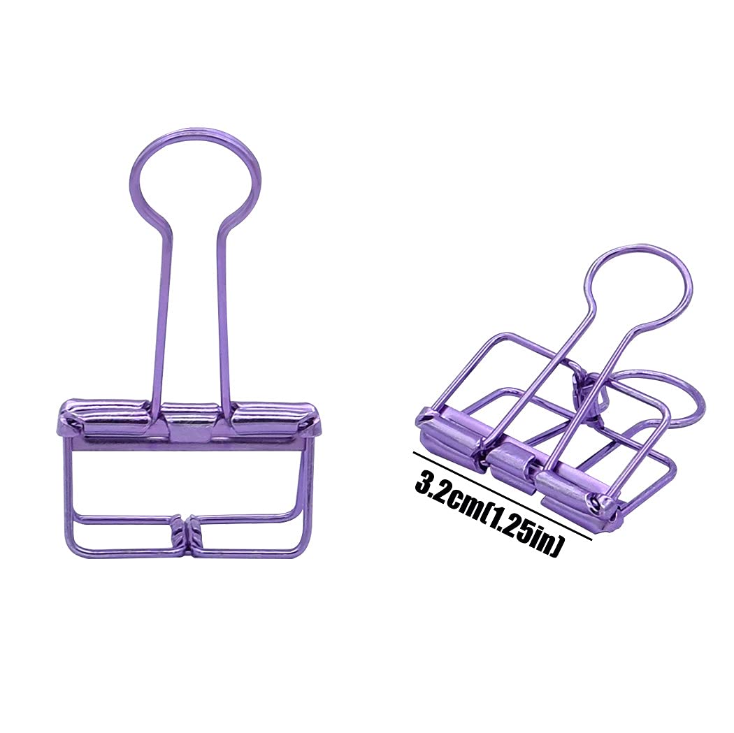 Binder Clips Paper Clamps 32mm Clips for Office School Supplies (Purple)