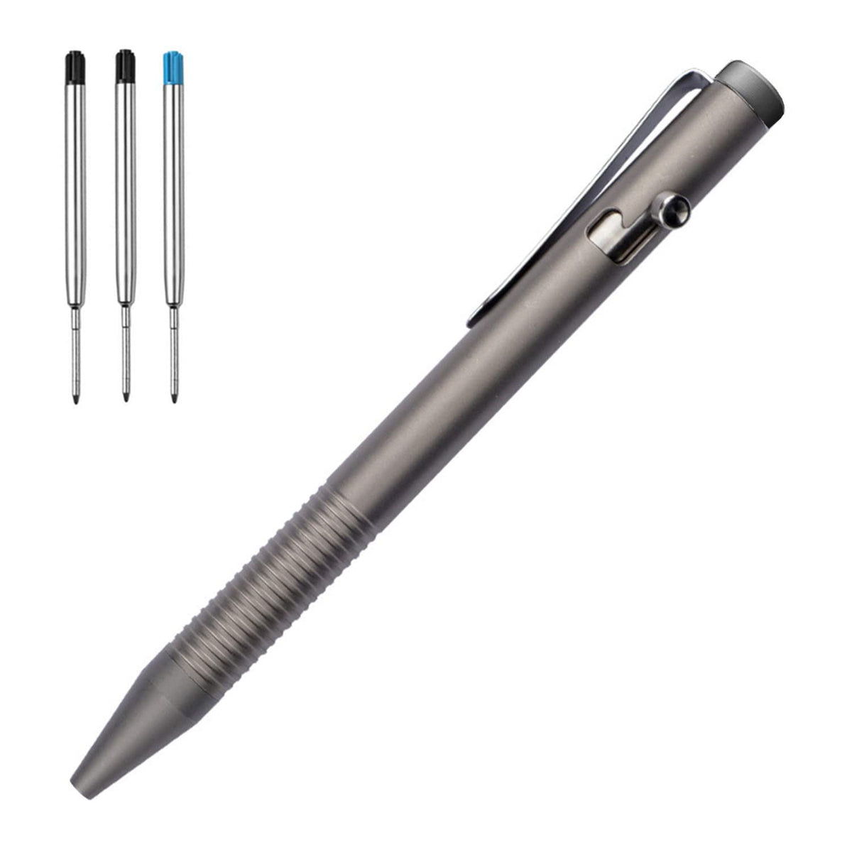 Lary Gray 4.8'' Titanium Alloy Bolt Action Pen with 3 Extra Refills in Box
