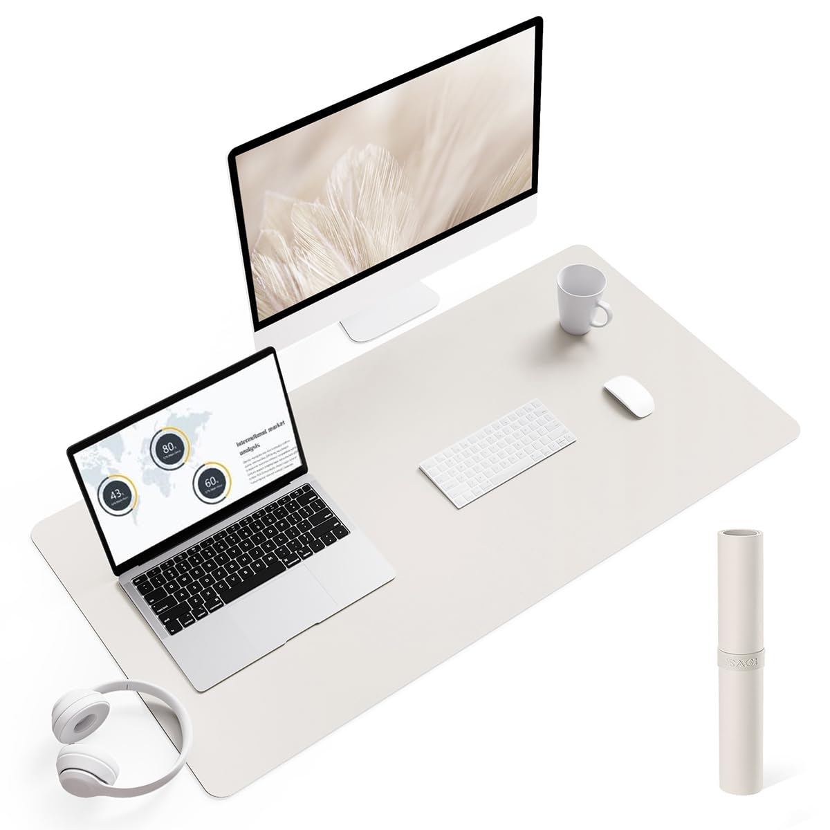 YSAGi Non-Slip Leather Desk Pad L Size, Waterproof Laptop Computer Desk Keyboard Mat, Table