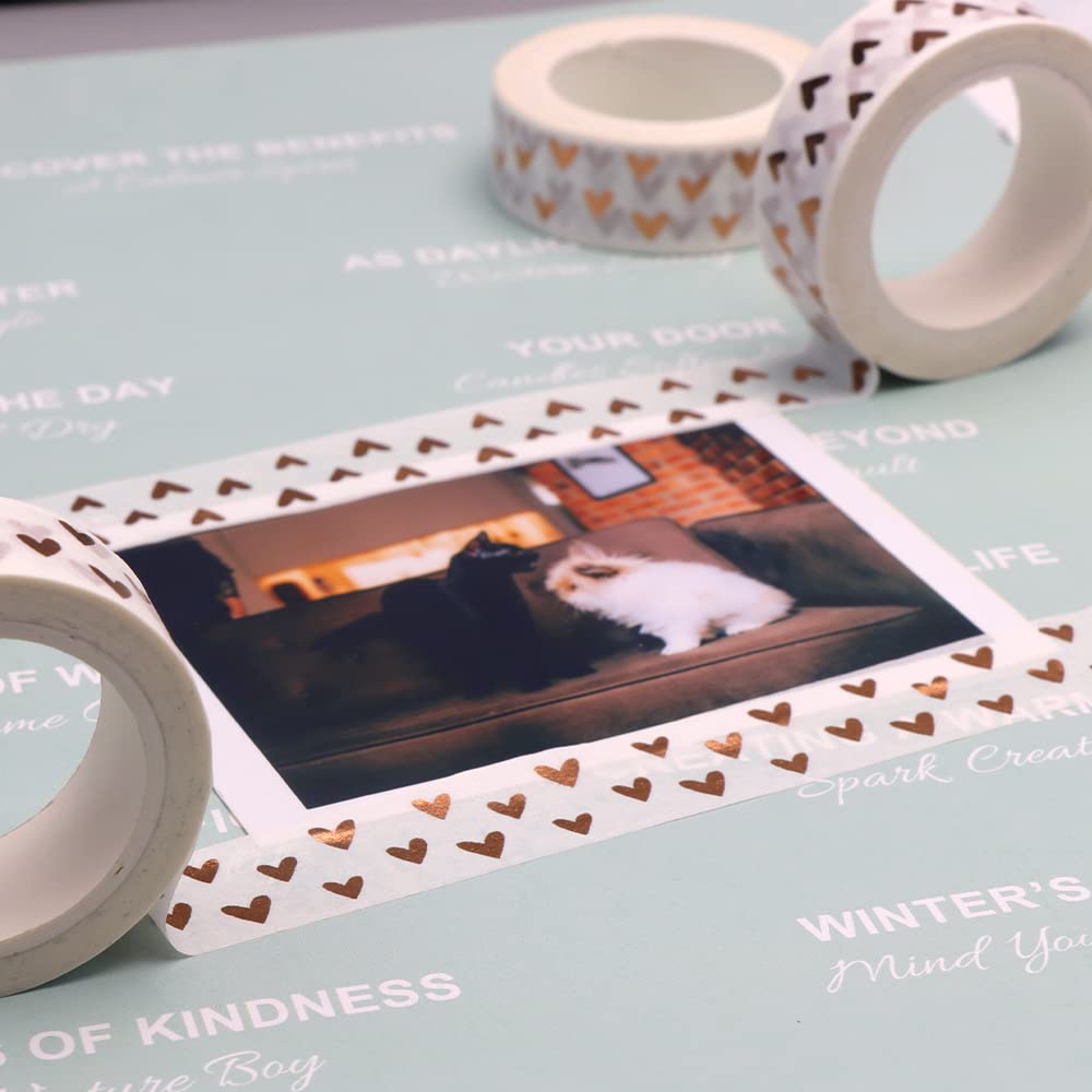 3 Wedding Washi Tapes Foil Hearts Love Craft Tape Masking Tape