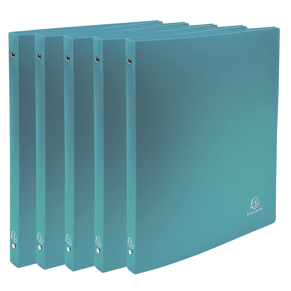 Exacompta - ref. 51183SE - Set of 5 Flexible OPAK Binders - 4 Round Rings, Diameter 15 mm - Spine
