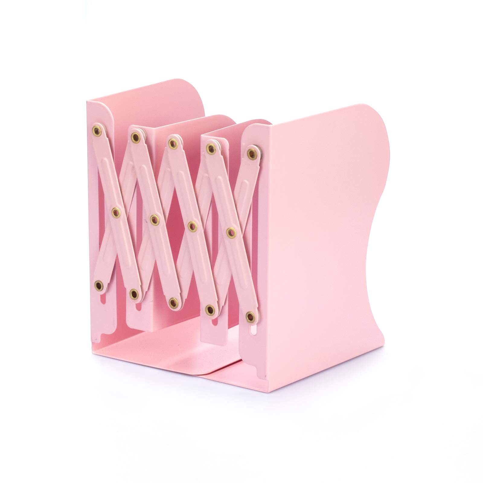 Aobopar Adjustable Metal Book Ends for Shelves Pink