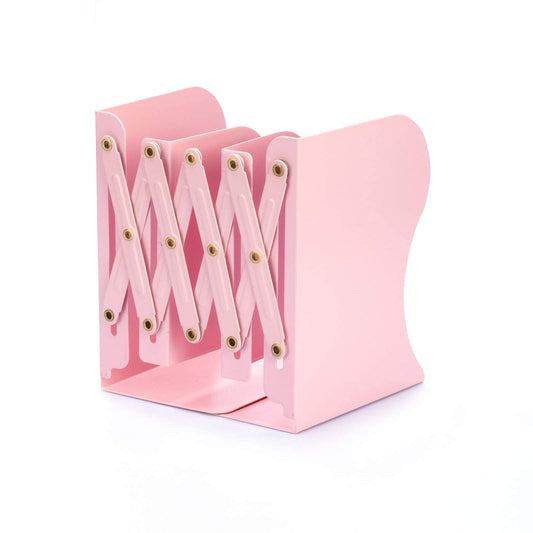 Aobopar Adjustable Metal Book Ends for Shelves Pink