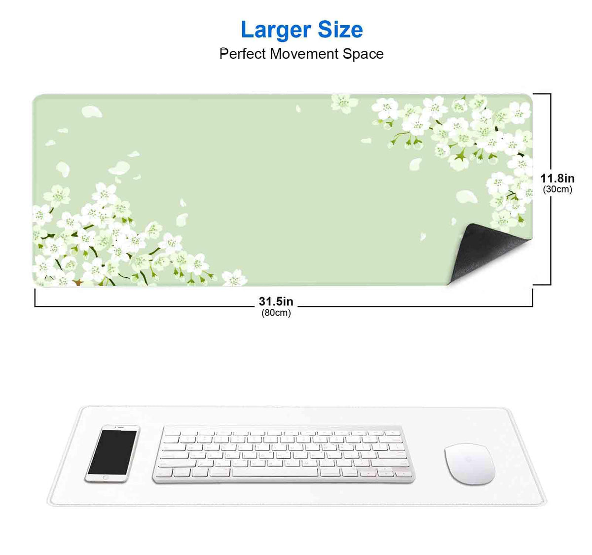 IMAYONDIA Sakura Japanese Desk Mat, Cherry Blossom Flowers Large Gaming Mouse Pad, Pastel Floral