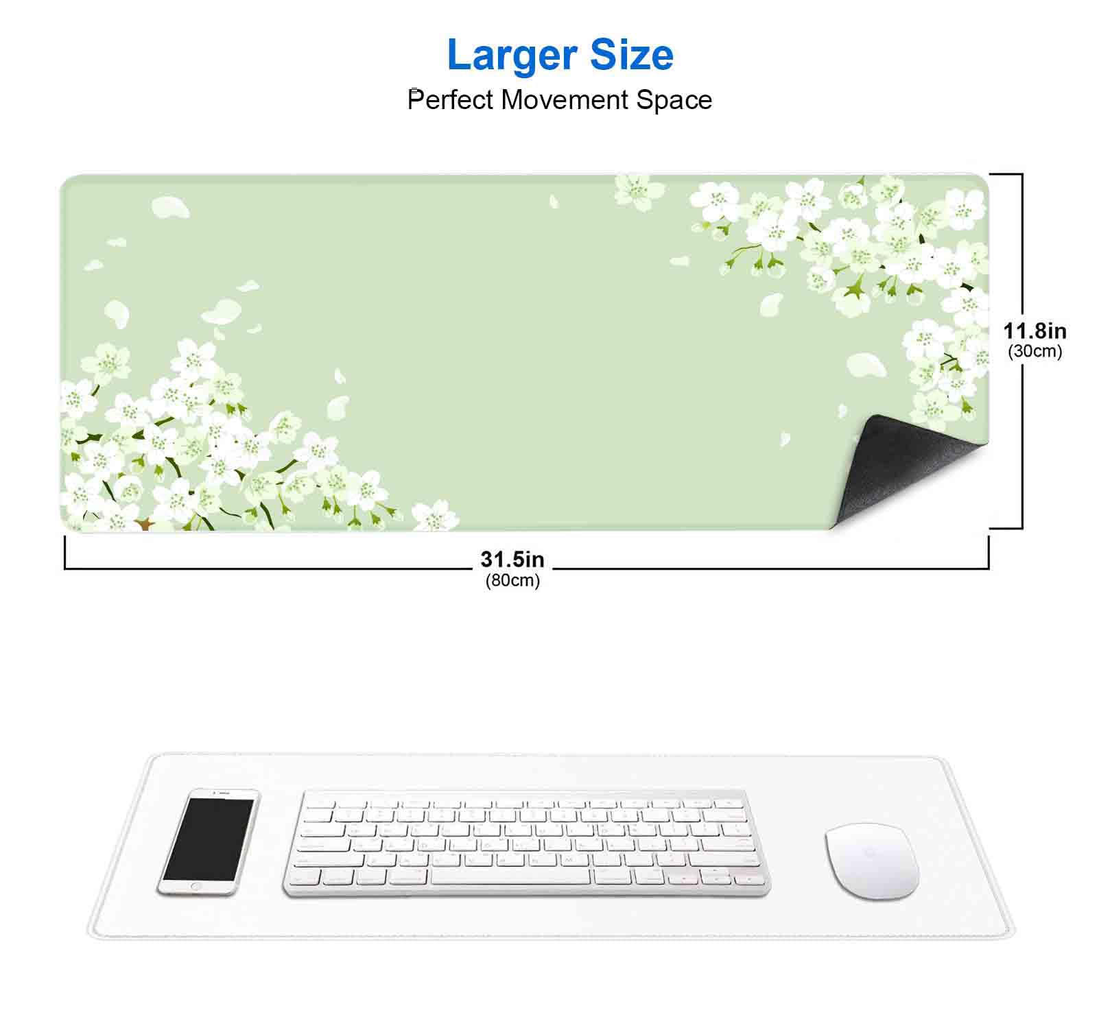 IMAYONDIA Sakura Japanese Desk Mat, Cherry Blossom Flowers Large Gaming Mouse Pad, Pastel Floral