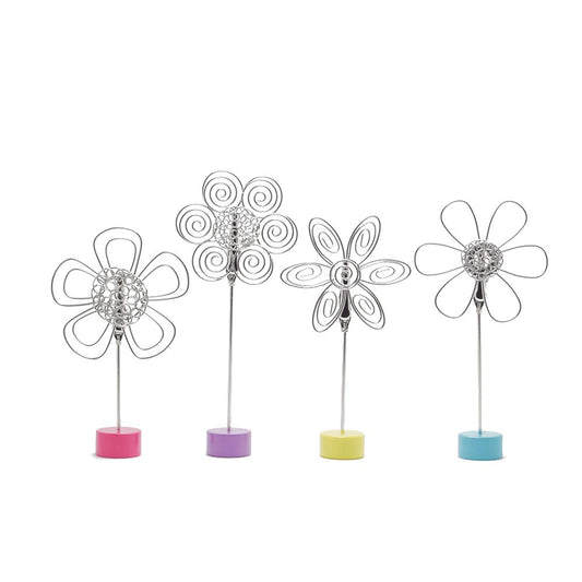 4 pcs Cute Flower Table Card Memo Holder Stand, Photo Clips Holder Desk Stand for Memo Paper Note