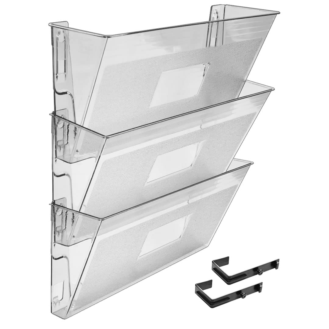 Acrimet Wall Mount Hanging File Organizer Holder Modular, 3 units, Clear