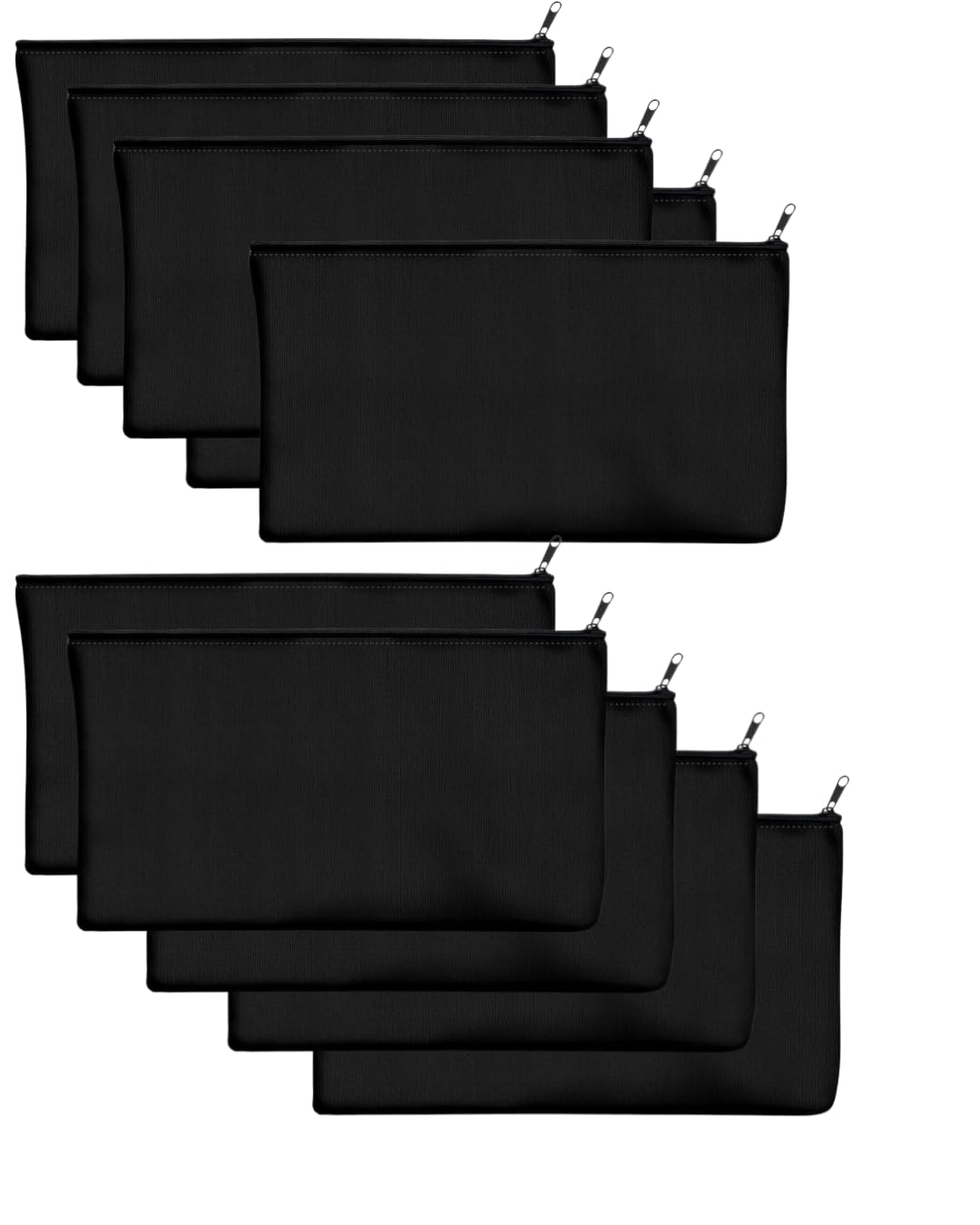 80pcs Black canvas Zipper Pouch Makeup Bags Bulk Pencil Case, Smooth Zipper