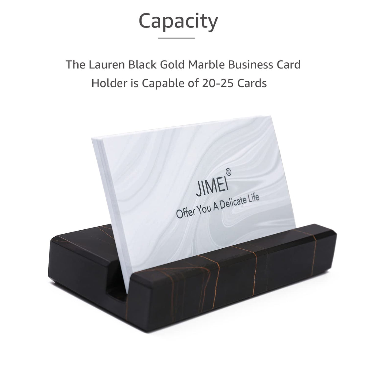 JIMEI Marble Business Card Holder for Desk, 25 Business Cards Display Stand