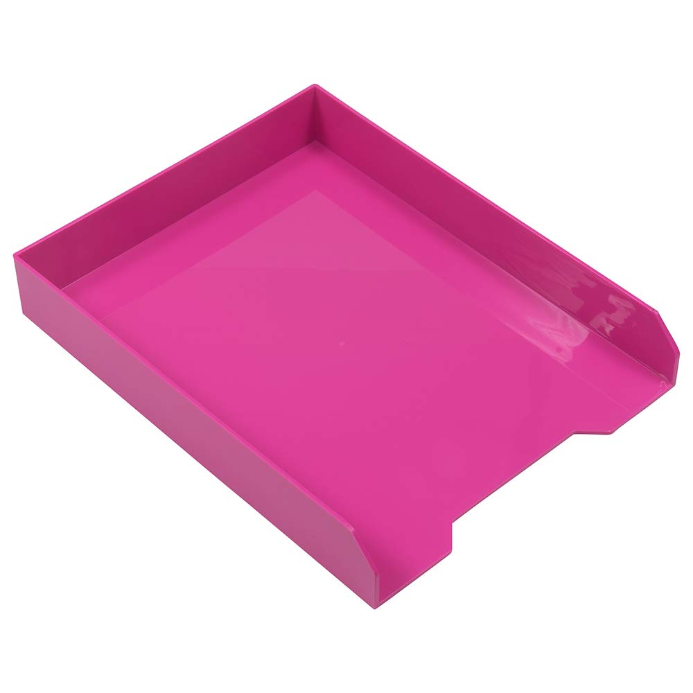 JAM PAPER Stackable Paper Trays - Pink - Desktop Document, Letter, & File Organizer Tray - Sold