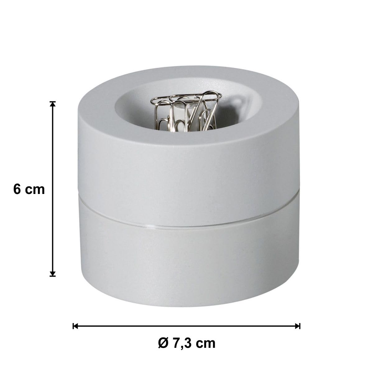 MAUL Magnetic Paperclip Holder, Ø 73mm, H66mm, Grey