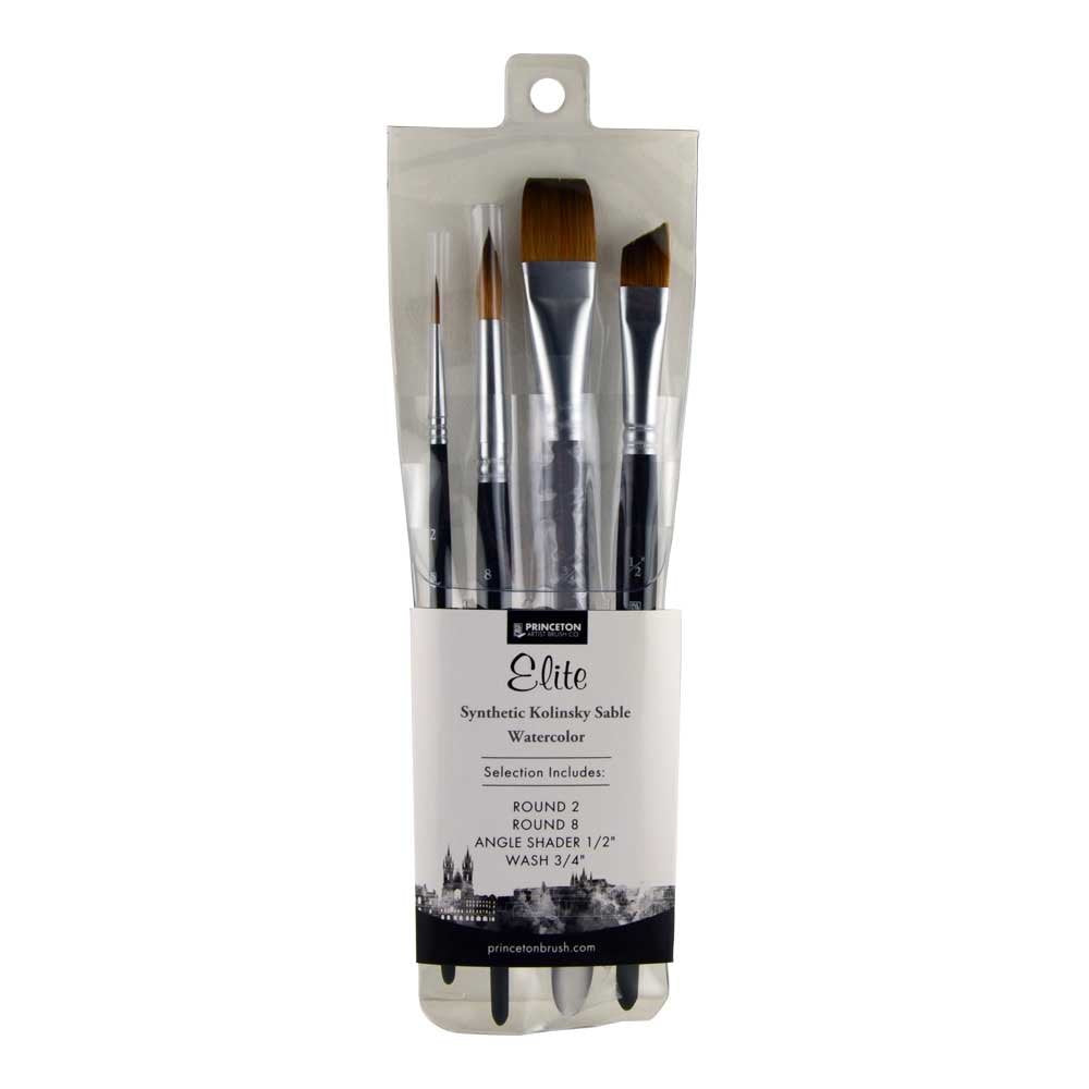 Princeton Aqua Elite, Series 4850, Synthetic Kolinsky Watercolor Paint Brush, 4 Piece Set
