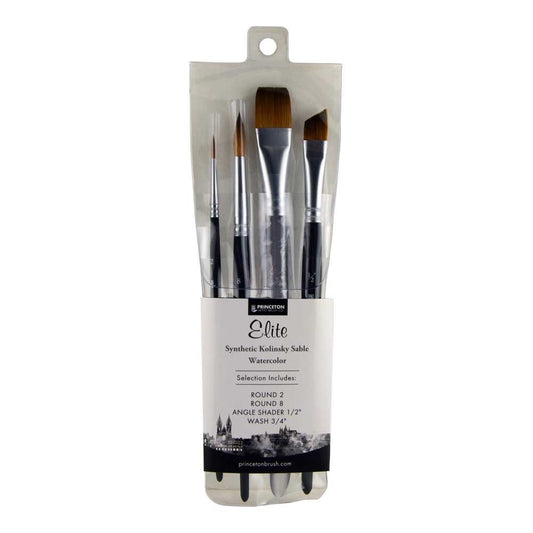 Princeton Aqua Elite, Series 4850, Synthetic Kolinsky Watercolor Paint Brush, 4 Piece Set