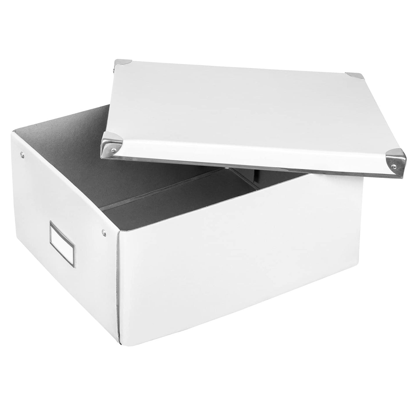 Idena storage box made of solid cardboard, lid reinforced with metal, including labelling field