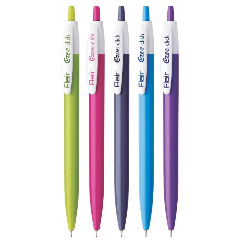 Flair Ezee Click Ball Pen Pouch Pack | 0.7 to 1 mm Tip Size | Retractable Mechanism with