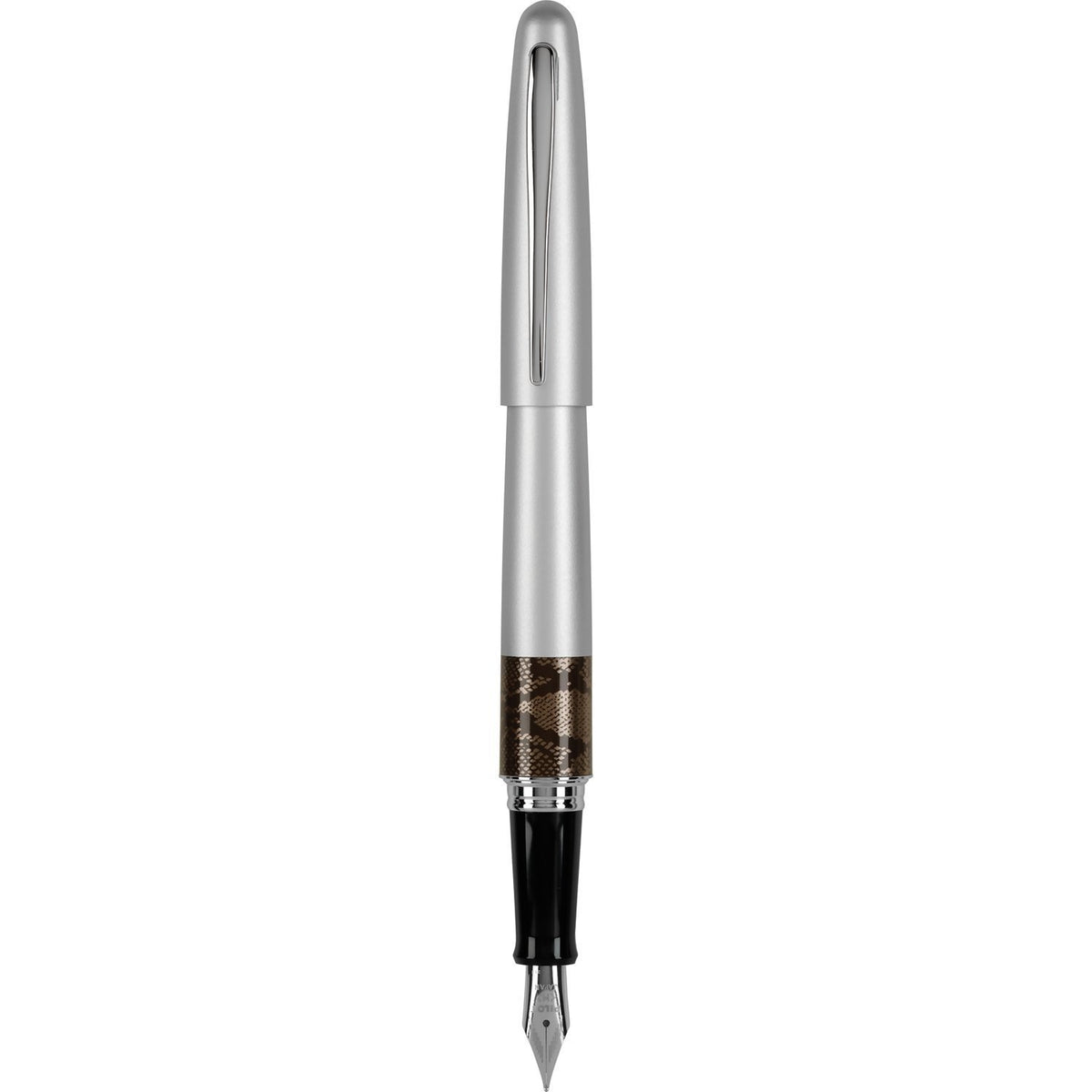 PILOT MR Animal Collection Fountain Pen in Gift Box, Matte Silver Barrel with Python Accent, Fine