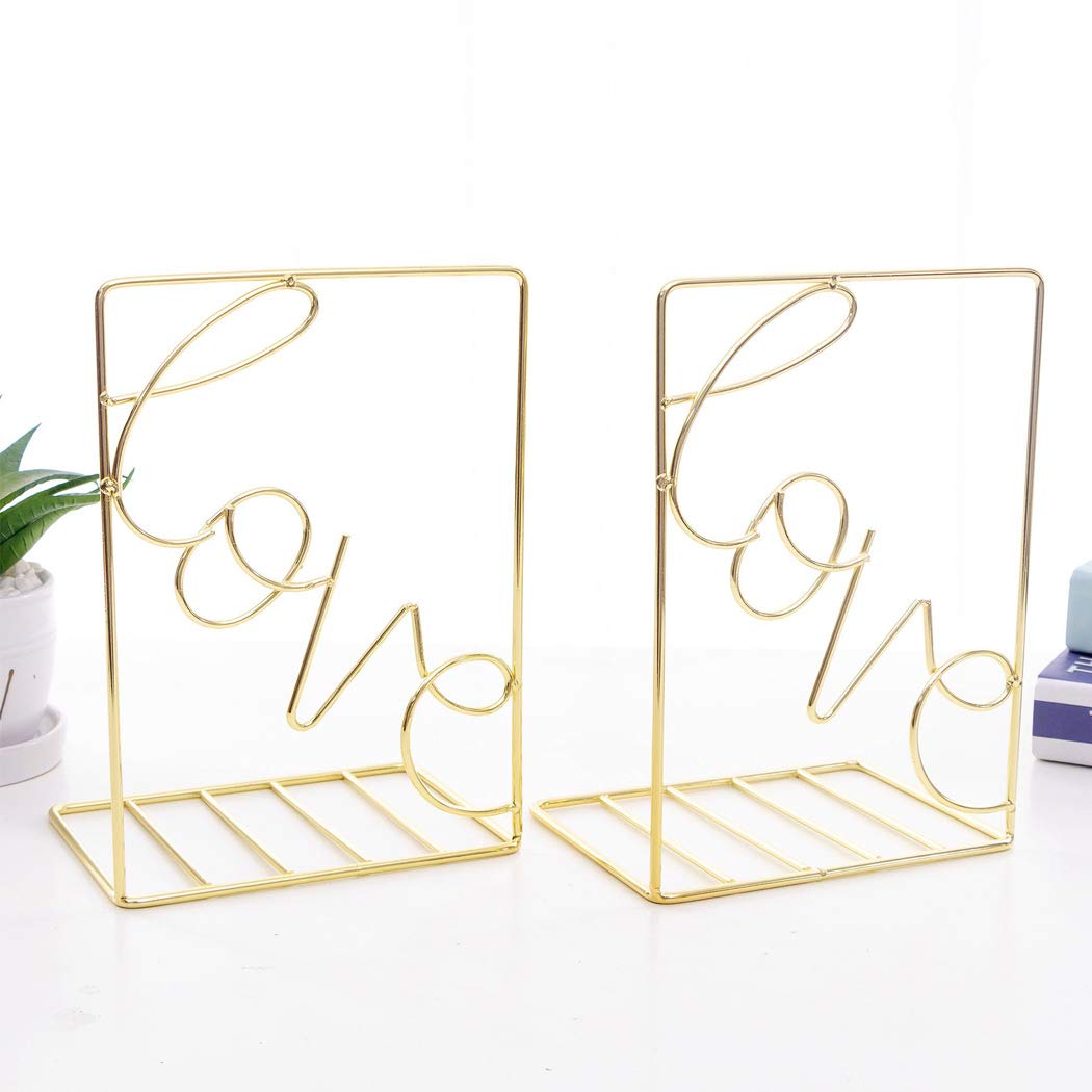 SIPLIV Creative Minimalist Style Bookends Metal Adjustable Books Holder Stand Book Rack Desk