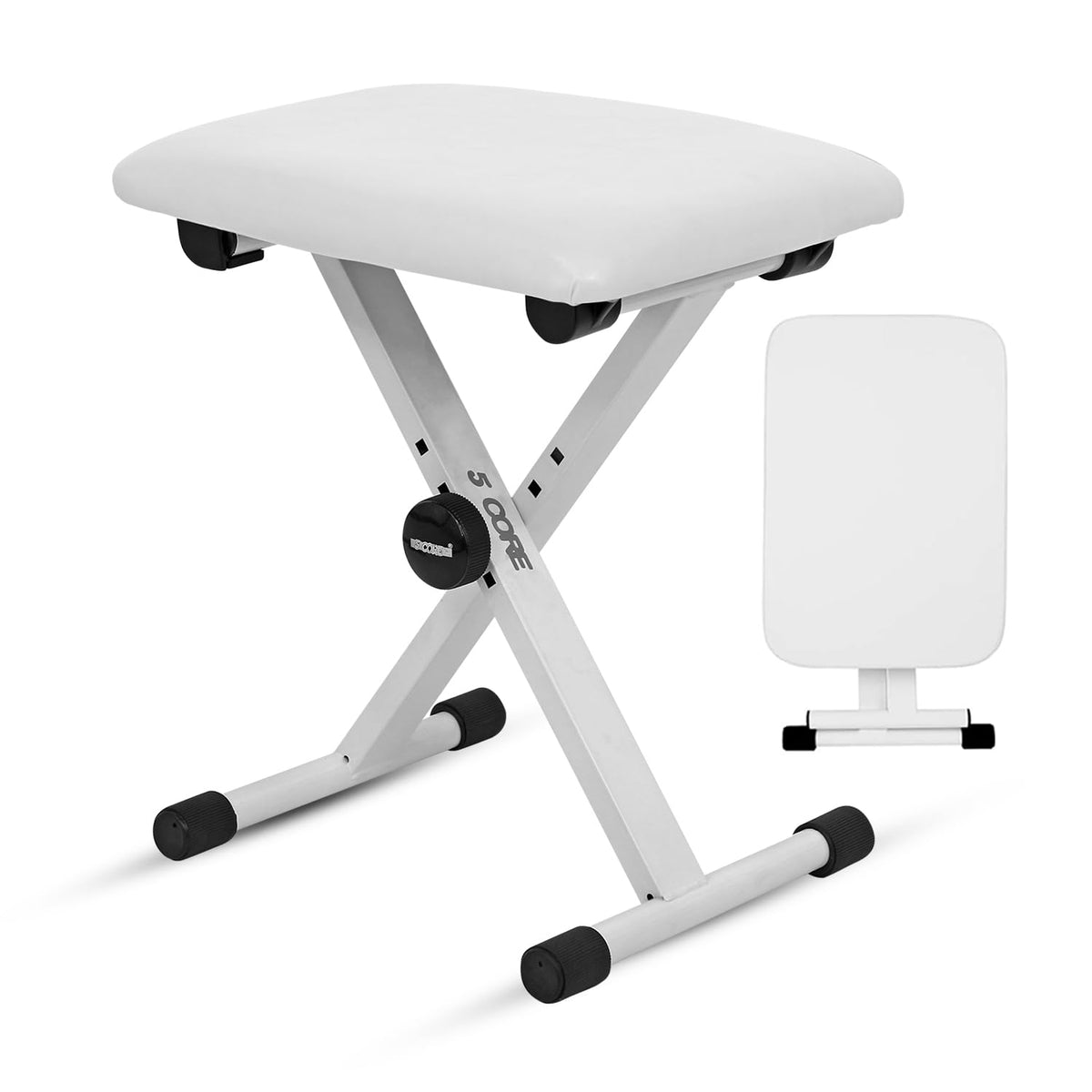5 CORE Keyboard Bench X Style Padded Cushion Height Adjustable Piano Stool Seat Portable Keyboard