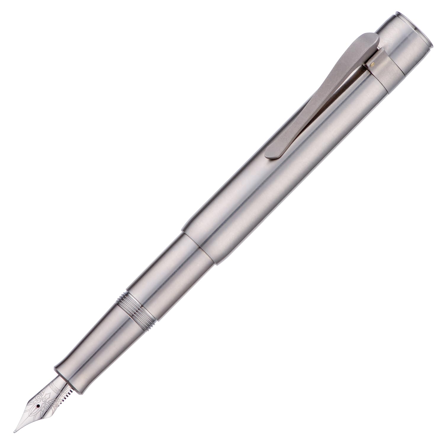 HONG DIAN M2 Titanium Mini Fountain Pen, Fine Soft Nib & Sleek Shape Metal Short Pocket Travel Pen