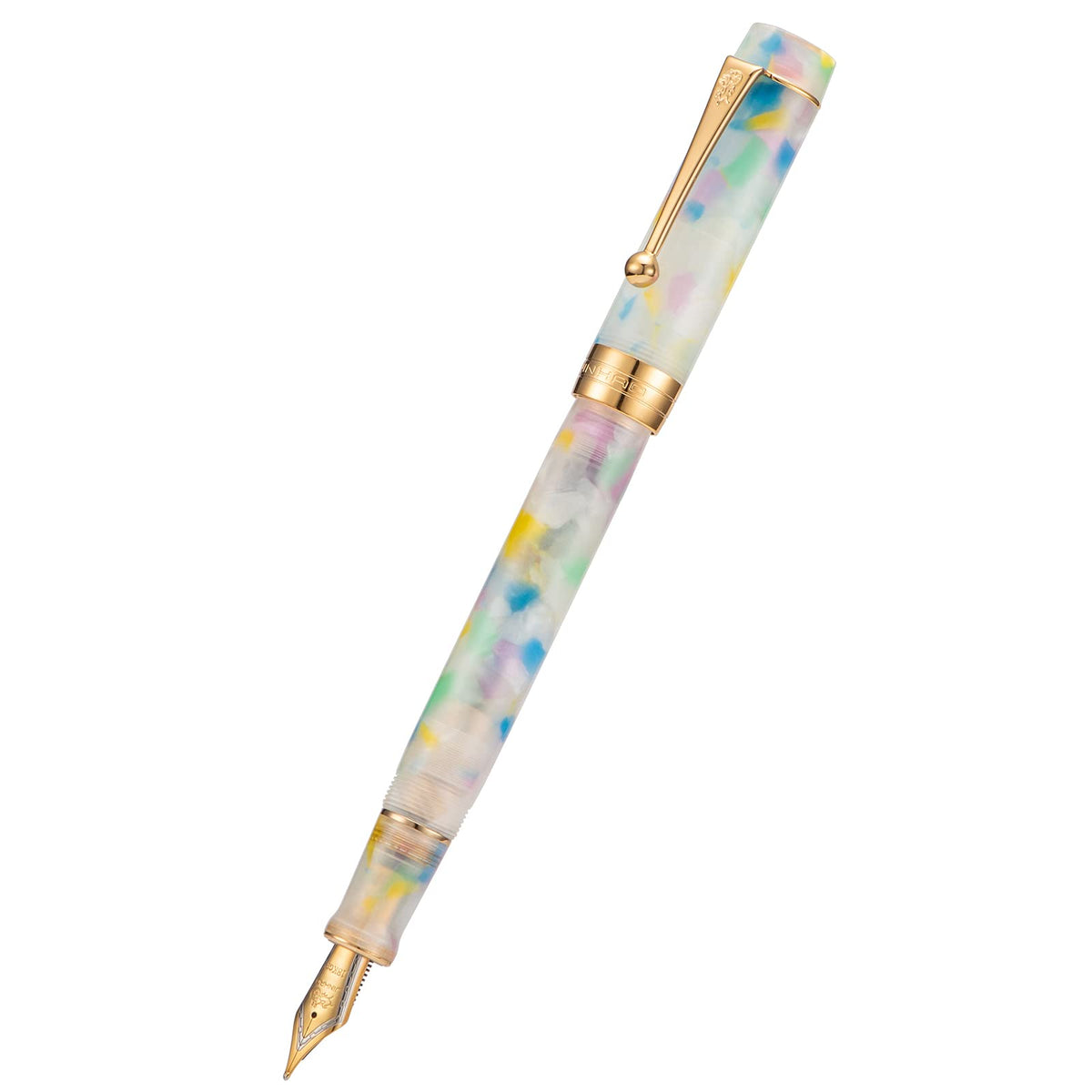Jinhao 100 Classic Fountain Pen Bent Nib, Rainbow Celluloid Fude Pen Calligraphy from Fine to Broad