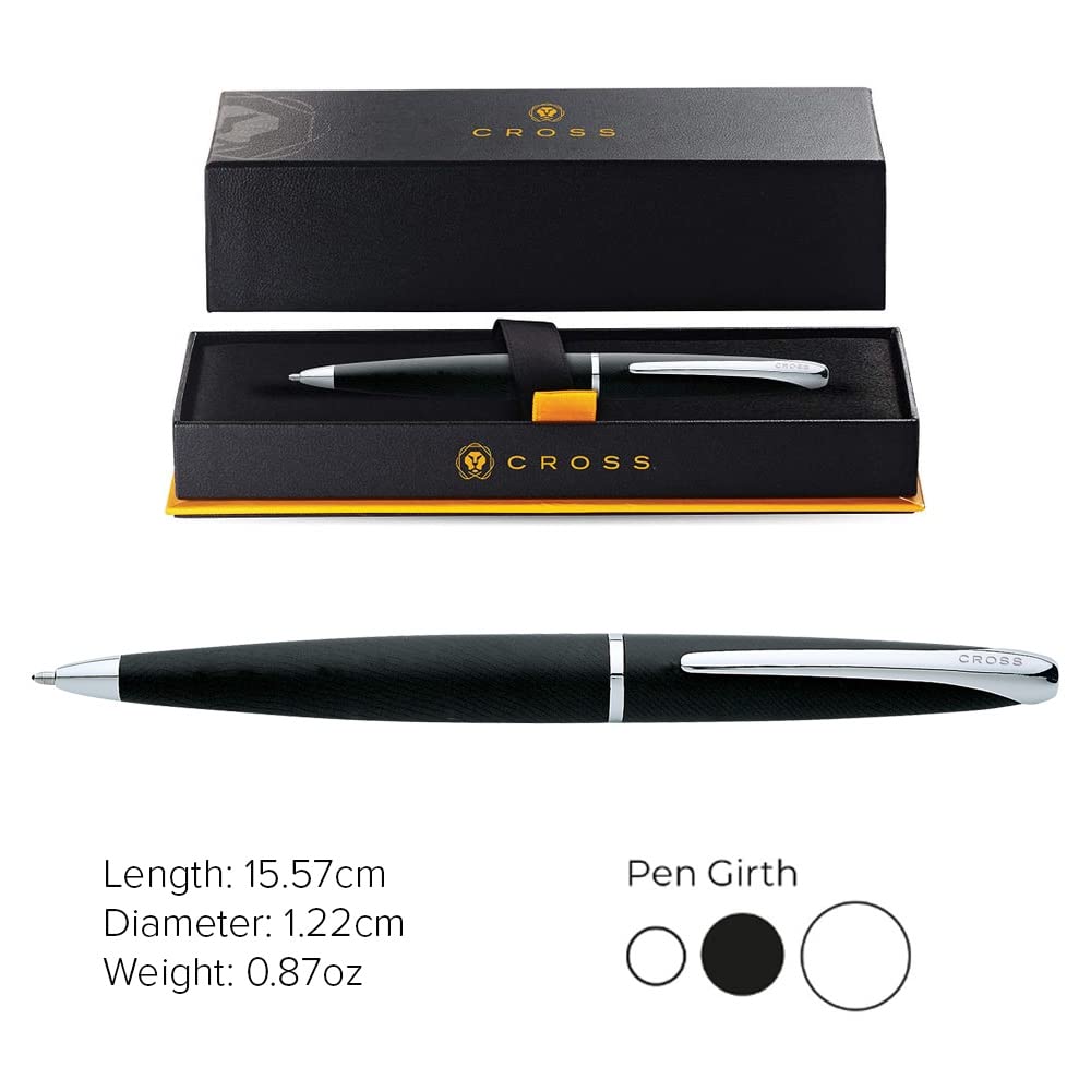 Cross ATX Basalt Black Ballpoint Pen, Medium Point, Black Ink