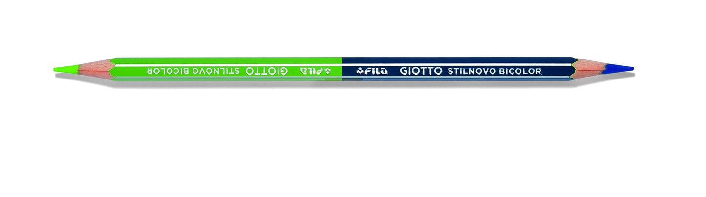 GIOTTO Stilnovo Bicolor, Double Colour Pencils, 18 Assorted Colours, Ideal for Children, Parties