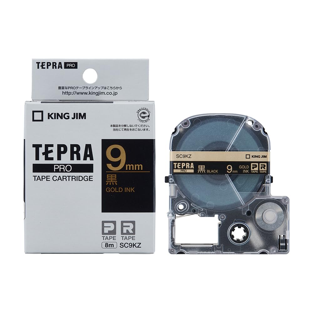King Jim Tepra PRO 9mm SC9KZ Black Gold Letter Tape Cartridge