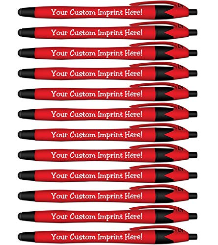 Ballpoint Soft Touch Personalized Ink Pens with Stylus Tip - The Jewel - Click Action - Custom