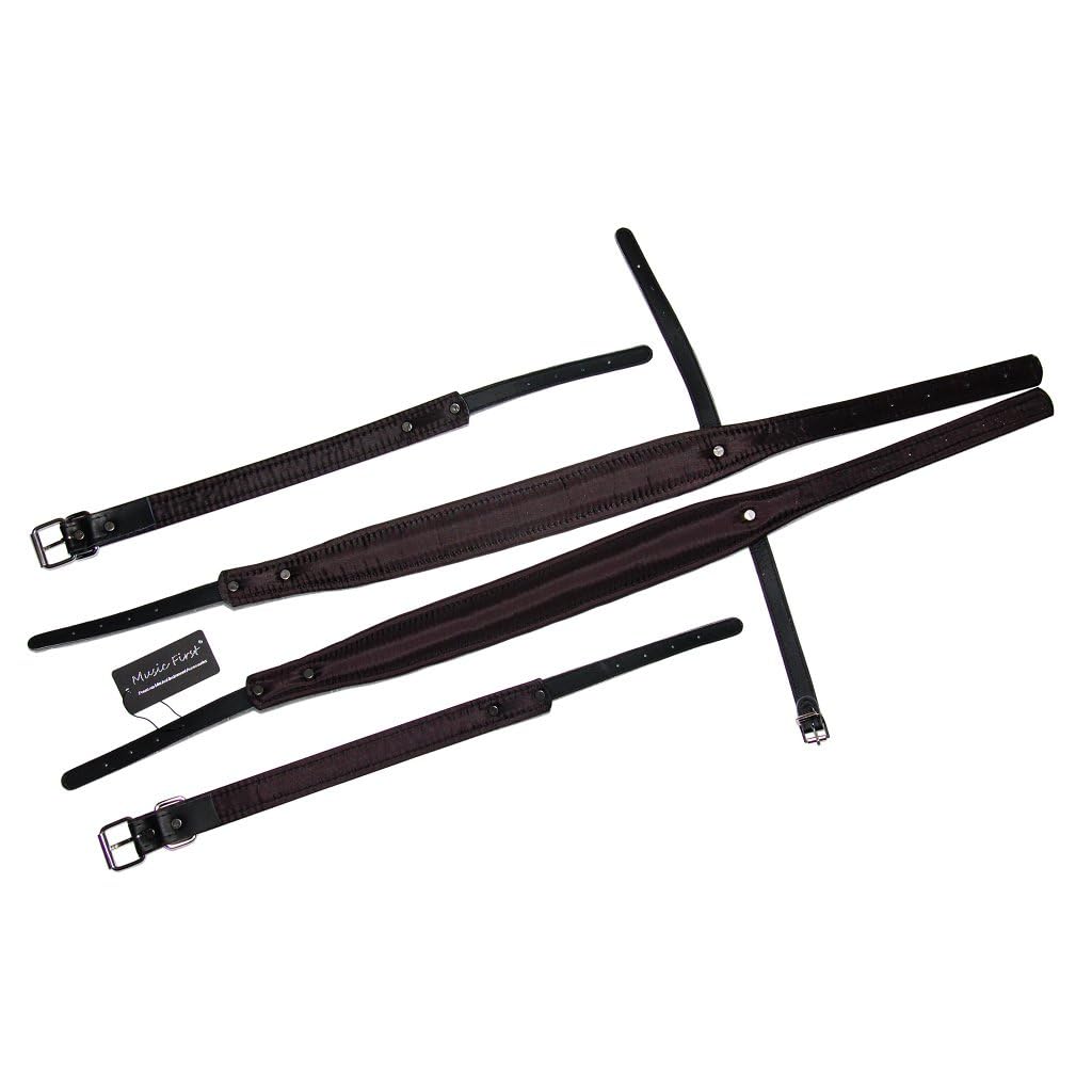 MUSIC FIRST Black Color Genuine Leather Comfortable Padded Accordion Belts 96 Bass 120 Bass