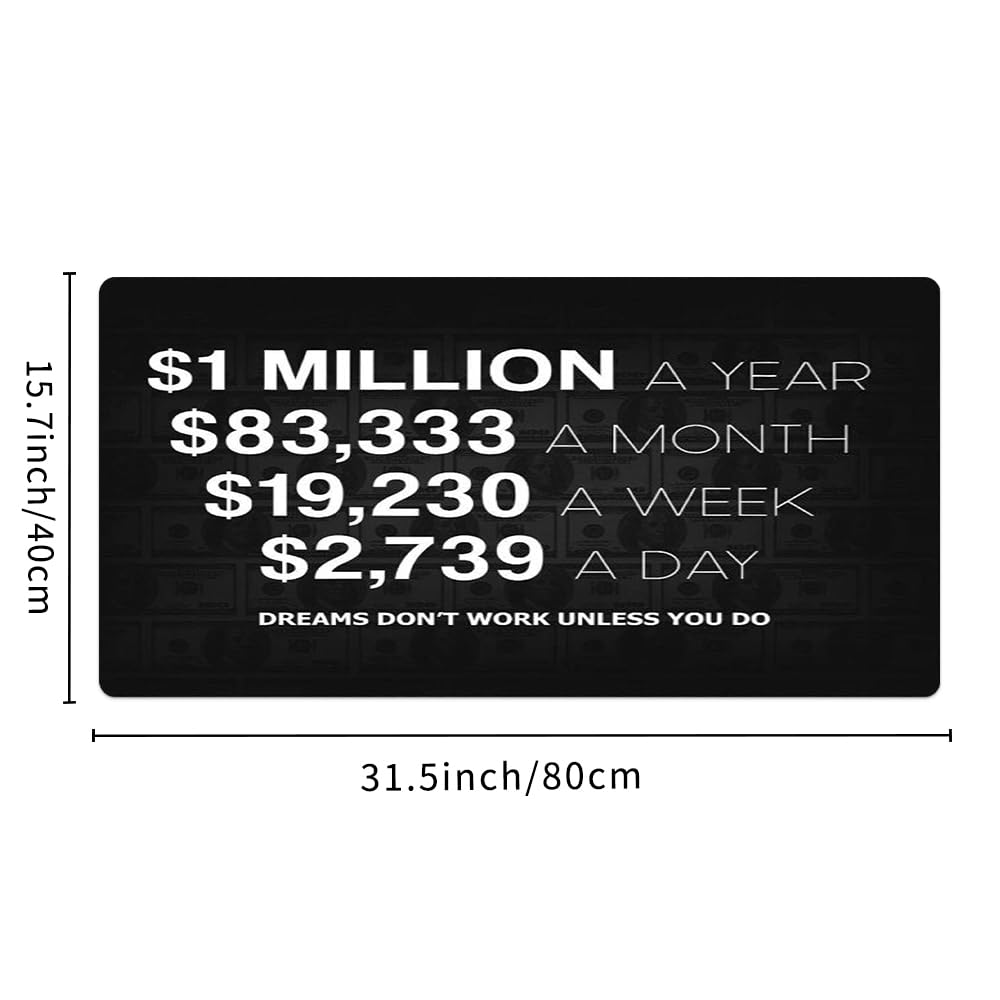 Reateforin Office Inspirational Large Mouse Pad, Motivational Black Gaming Mousepad,Extended Desk
