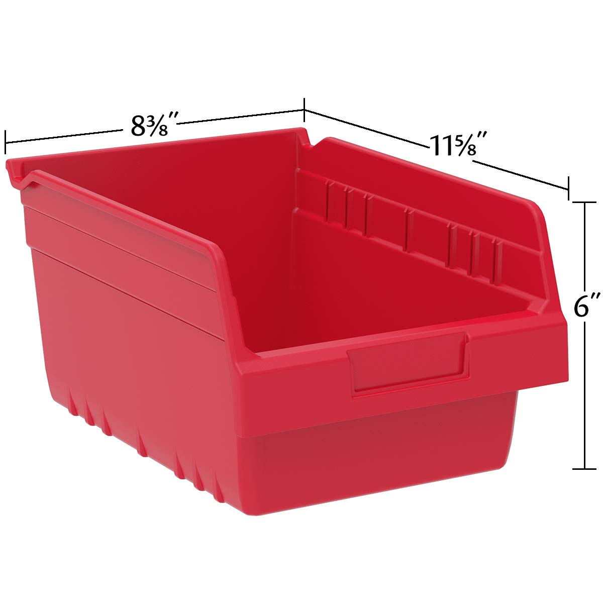 Akro-Mils 30080 Plastic Nesting ShelfMax Storage Bin Box, 12x8x6-Inch, Red (8-Pack)