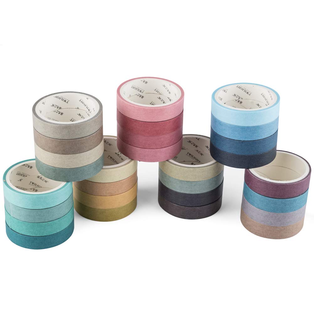 YUBBAEX Natural Color Washi Tape Set 28 Rolls Decorative Tapes for DIY Crafts, Journals, Planners