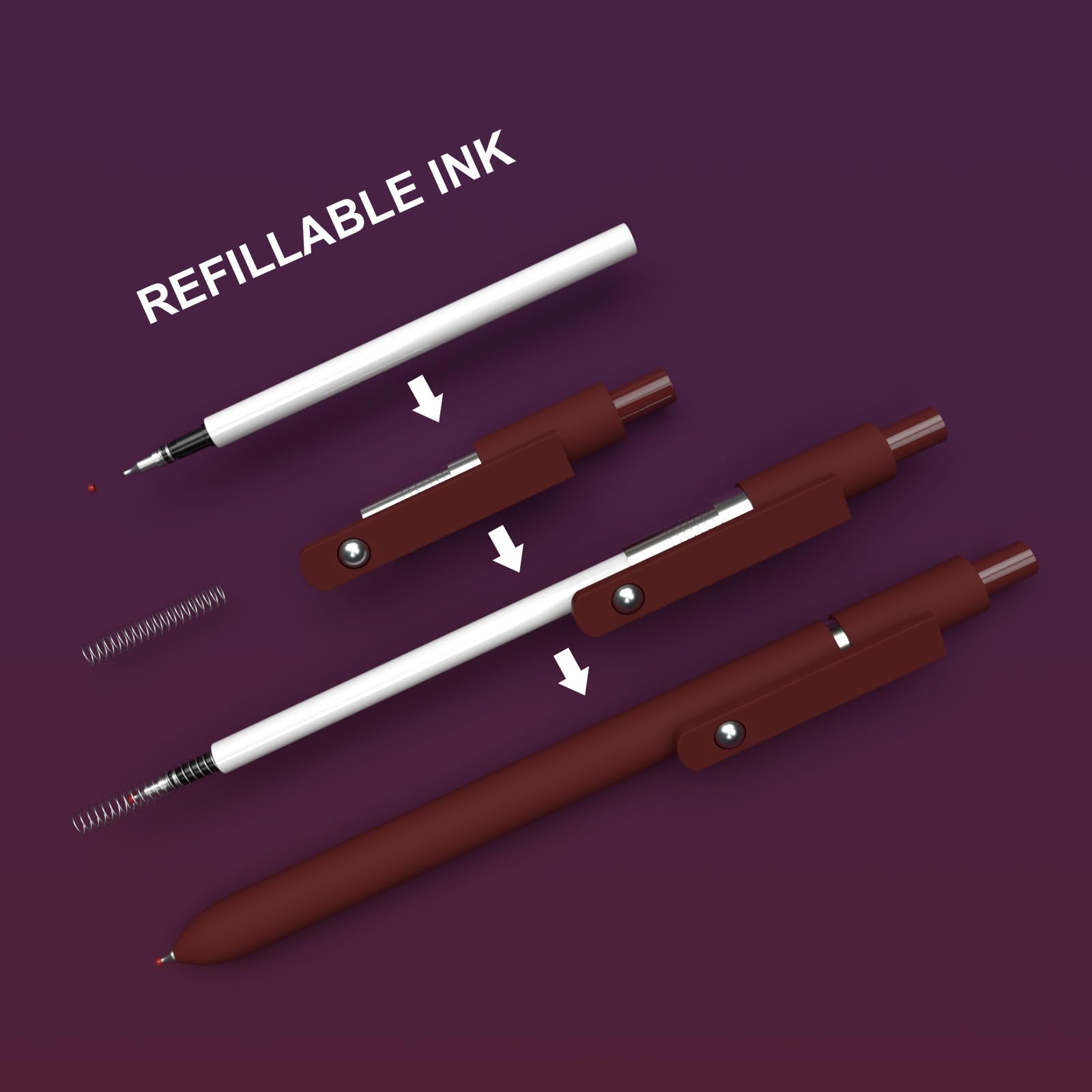 Kairsory Retractable Gel Pens,0.5mm fine point pen, smooth writing nursing pens,stationary for