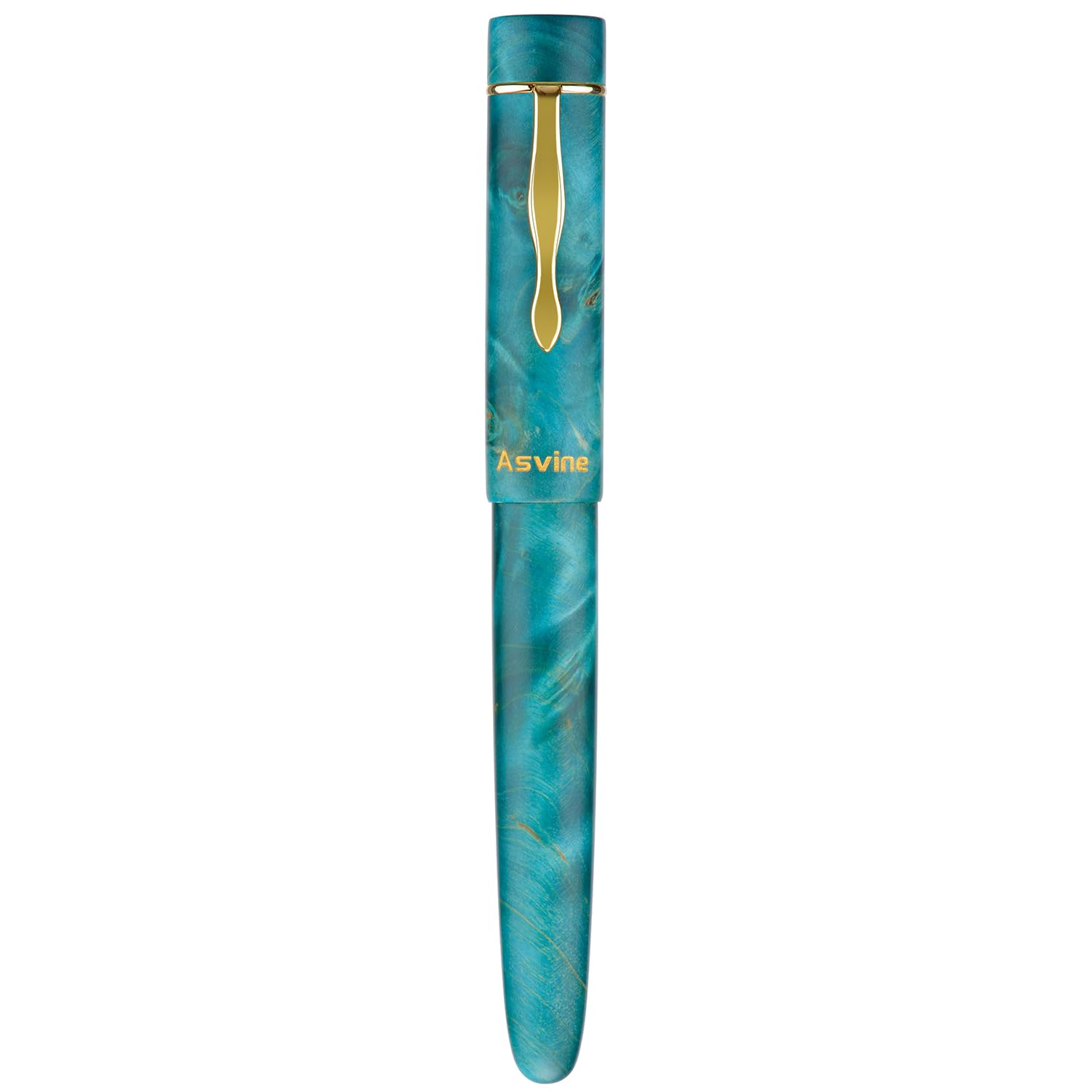 Asvine Stabilized Wood Fountain Pen C2000 Number 8 Medium Nib Large Handcraft Unique Pattern Pen