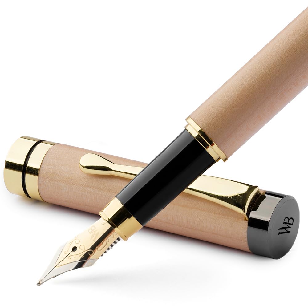 Wordsworth & Black Bamboo Wood Fountain Pen Set for Writing, Fine Nib