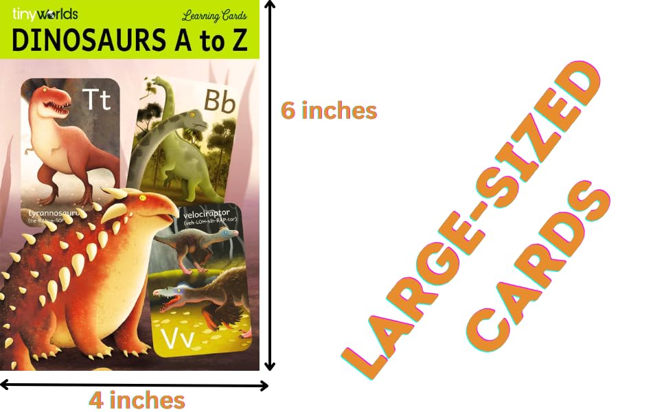 Tiny Worlds: Dinosaur ABC Flash Cards, Alphabet A to Z Dinosaurs flashcards for Kids 4-8 Years