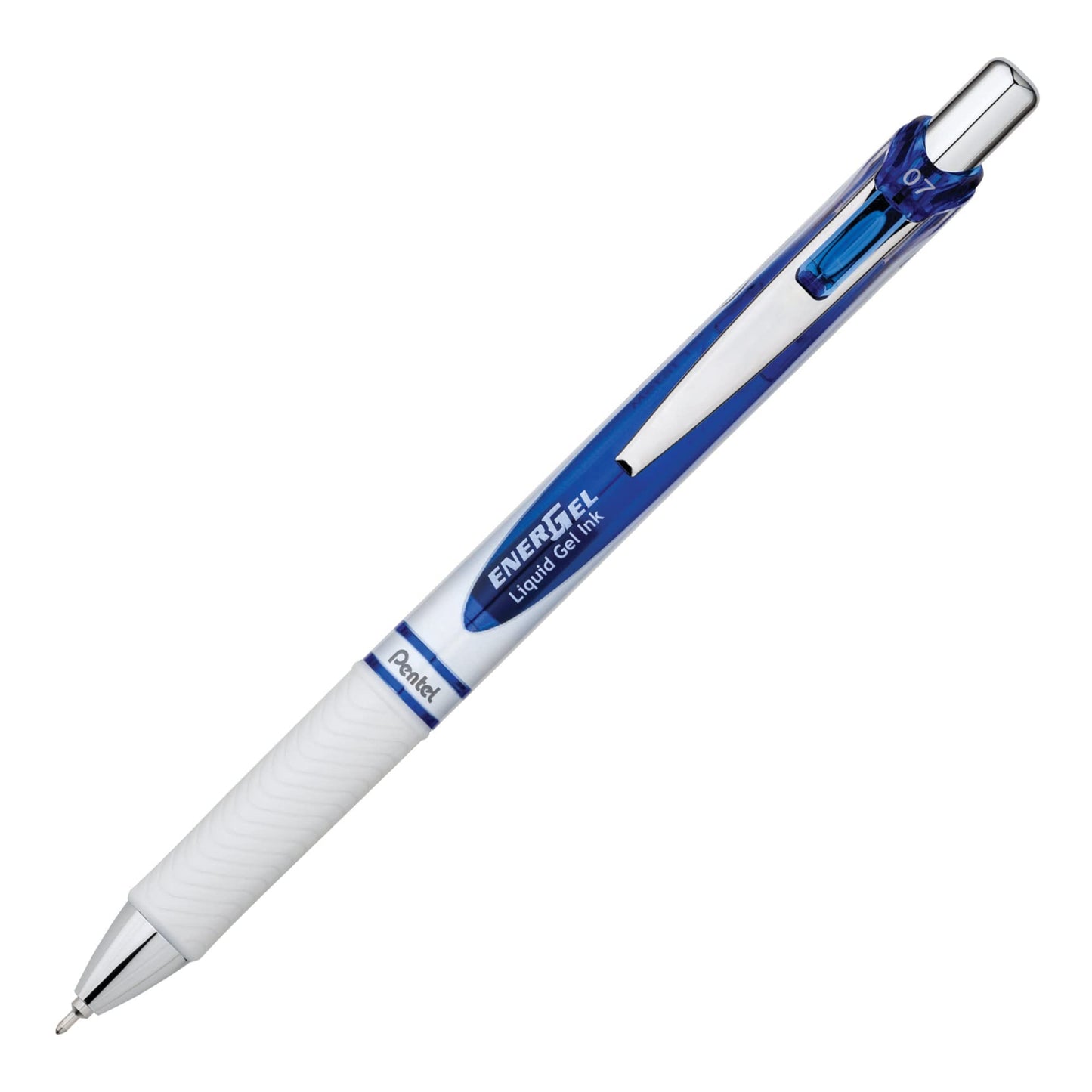 ENERGEL Pentel Pearl Pens, 0.7mm, Needle Point, Blue Ink, Pack Of 12
