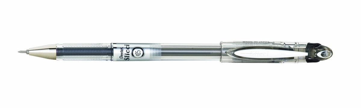 Pentel Arts Slicci Extra Fine Gel Pen, (0.25mm), Black Ink, Box of 12 (BG202-A)