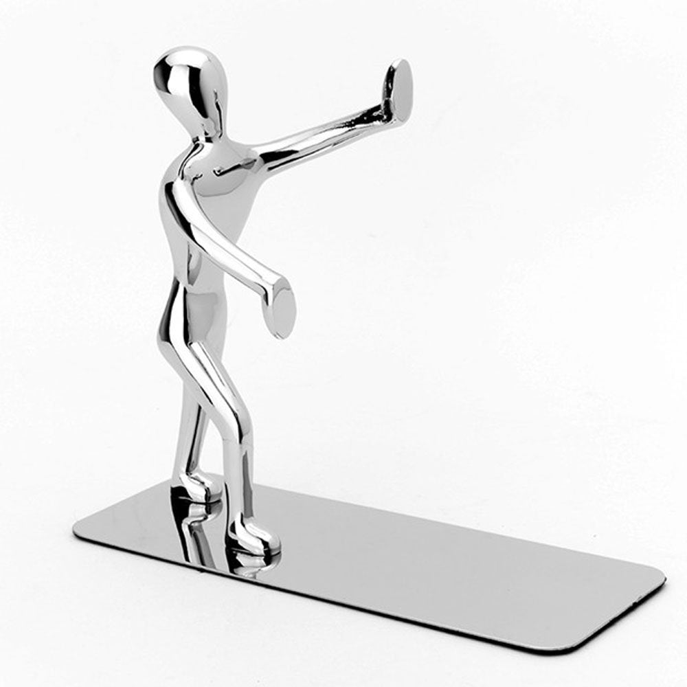 Fashion Creative Shiny Kung Fu Man Stainless Steel Metal Bookends Book End for Home Office Library