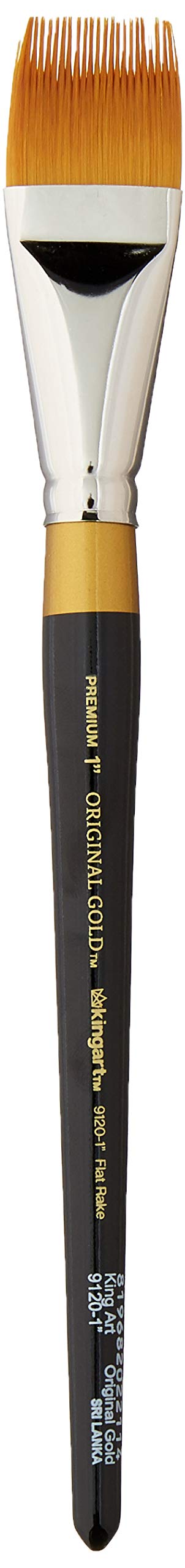 KINGART Premium Original Gold 9120-1 RAKE Series Artist Brush, Golden Taklon Synthetic Hair, Short