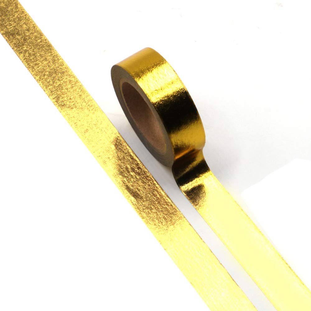 6 Rolls Solid Yellow Gold Foil Washi Tape Set 15mm x 10m Length Gilding Stamping Paper Adhesive