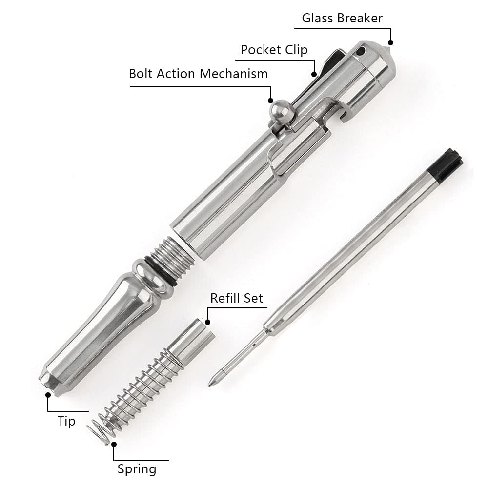 Cool Hand 5.1'' Bolt Action Pen with Clip and Glass Breaker